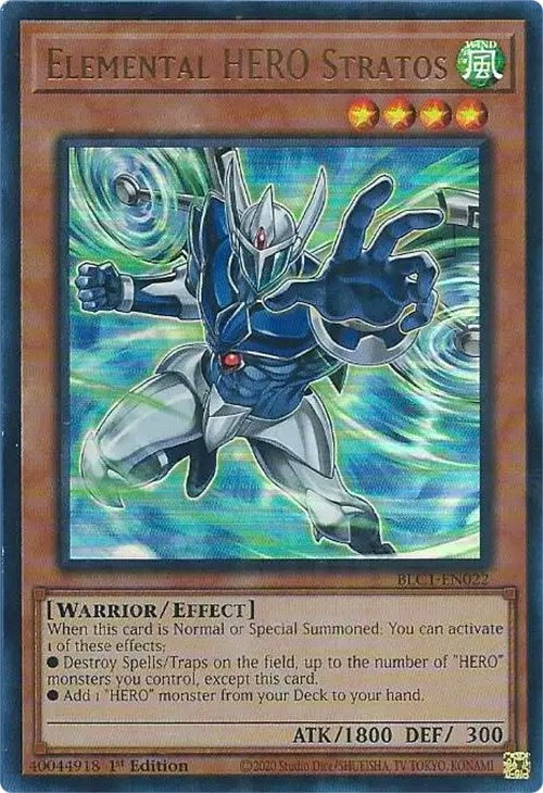 Elemental HERO Stratos (Alternate Art) [BLC1-EN022] Ultra Rare | Mega City Incorporated