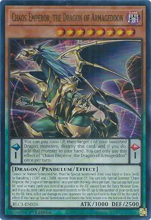 Chaos Emperor, the Dragon of Armageddon [BLC1-EN026] Ultra Rare | Mega City Incorporated