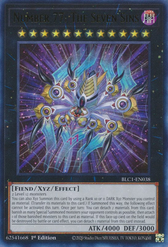 Number 77: The Seven Sins [BLC1-EN038] Ultra Rare | Mega City Incorporated