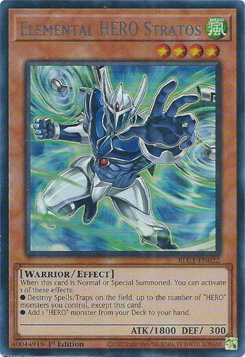 Elemental HERO Stratos (Alternate Art) (Silver) [BLC1-EN022] Ultra Rare | Mega City Incorporated