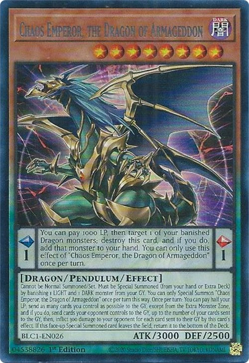 Chaos Emperor, the Dragon of Armageddon (Silver) [BLC1-EN026] Ultra Rare | Mega City Incorporated