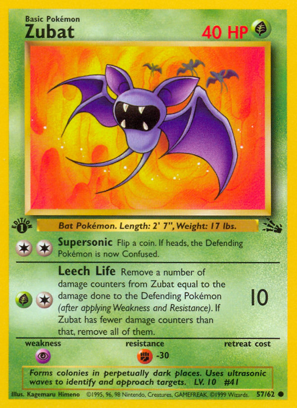 Zubat (57/62) [Fossil 1st Edition] | Mega City Incorporated