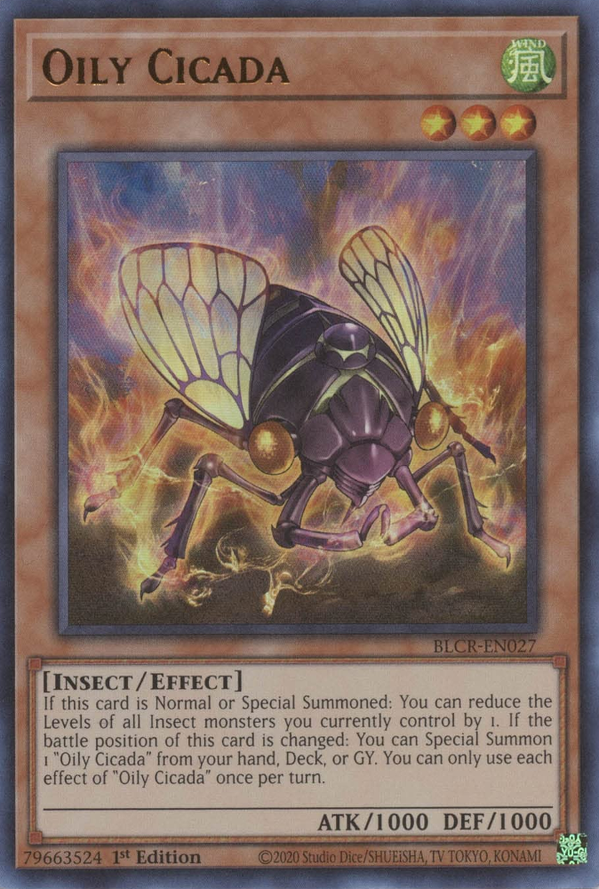 Oily Cicada [BLCR-EN027] Ultra Rare | Mega City Incorporated