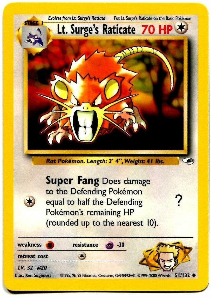 Lt. Surge's Raticate (51/132) [Gym Heroes Unlimited] | Mega City Incorporated