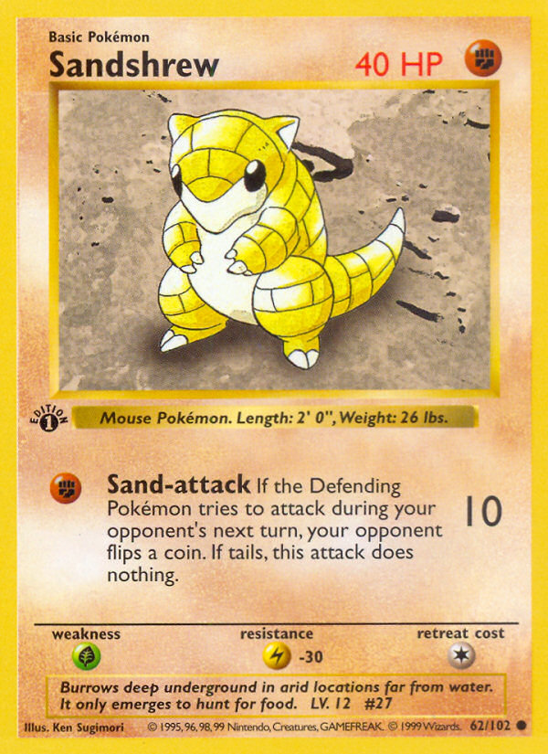 Sandshrew (62/102) (Shadowless) [Base Set 1st Edition] | Mega City Incorporated