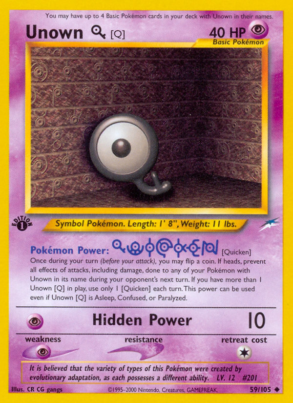 Unown [Q] (59/105) [Neo Destiny 1st Edition] | Mega City Incorporated