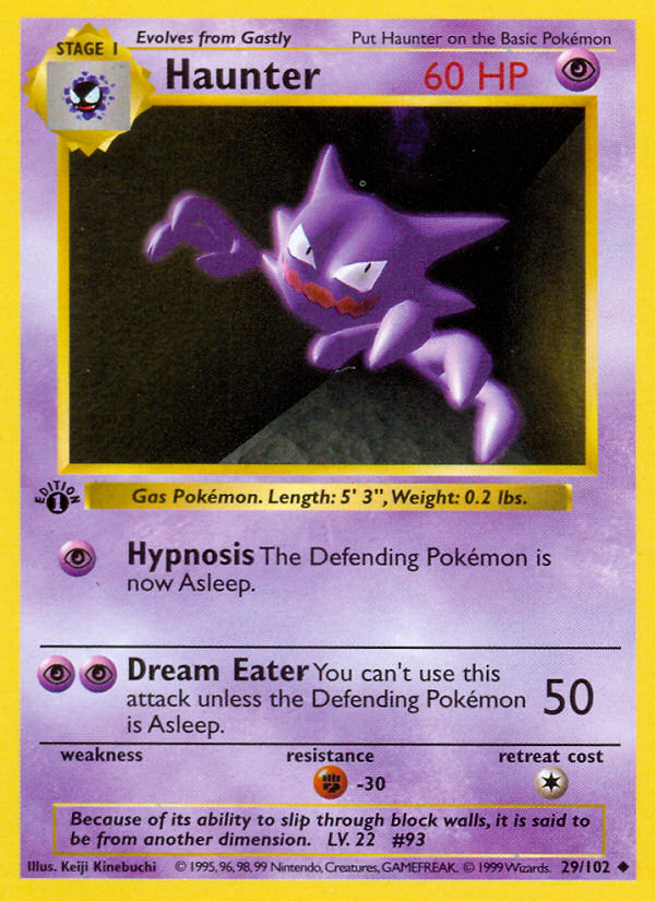 Haunter (29/102) (Shadowless) [Base Set 1st Edition] | Mega City Incorporated