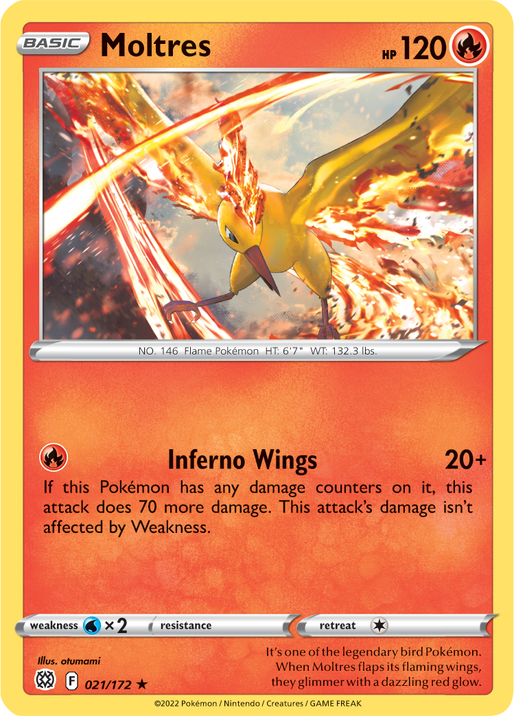 Moltres (021/172) (Theme Deck Exclusive) [Sword & Shield: Brilliant Stars] | Mega City Incorporated