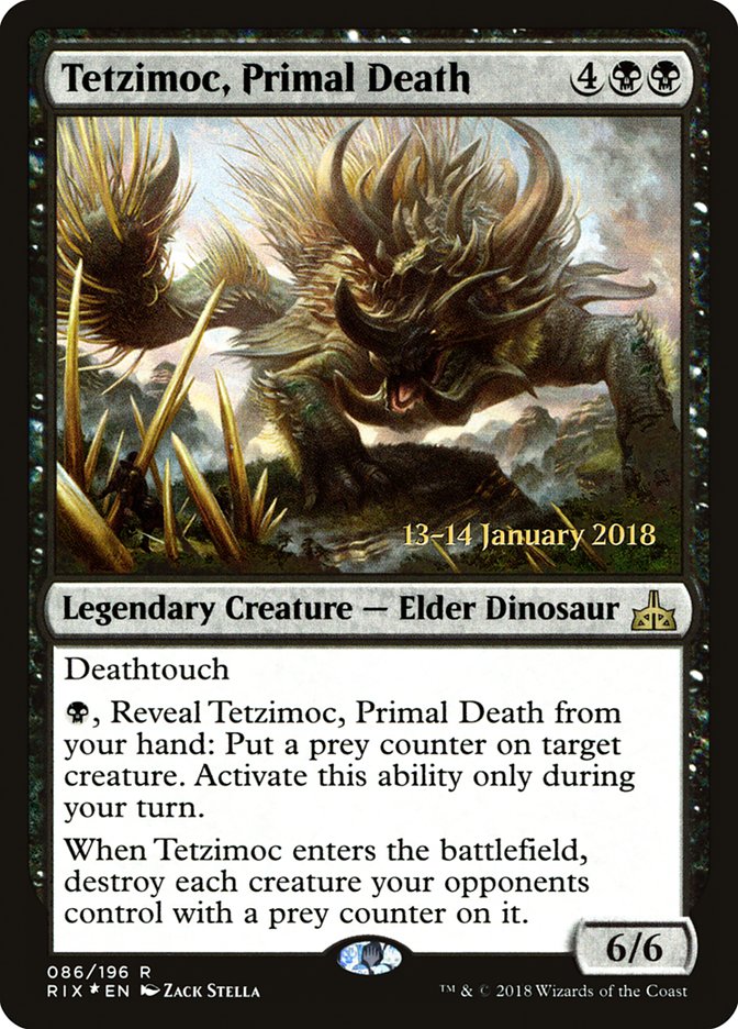 Tetzimoc, Primal Death [Rivals of Ixalan Prerelease Promos] | Mega City Incorporated