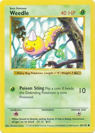 Weedle (69/102) [Base Set Shadowless Unlimited] | Mega City Incorporated