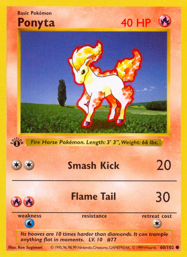 Ponyta (60/102) (Shadowless) [Base Set 1st Edition] | Mega City Incorporated