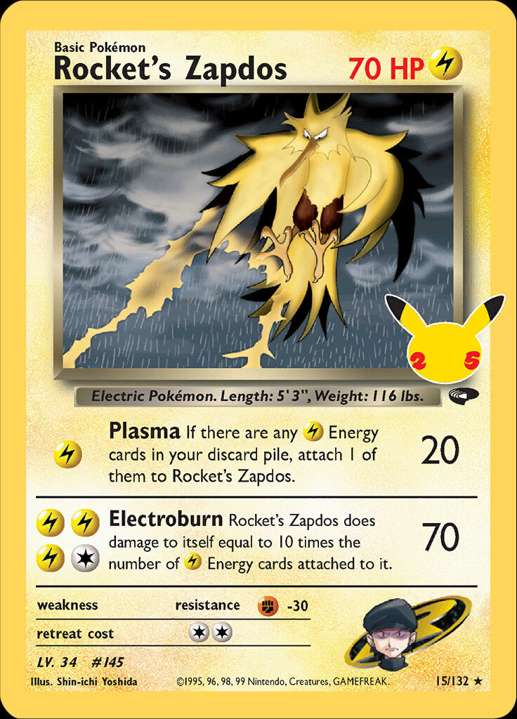 Rocket's Zapdos (15/132) [Celebrations: 25th Anniversary - Classic Collection] | Mega City Incorporated