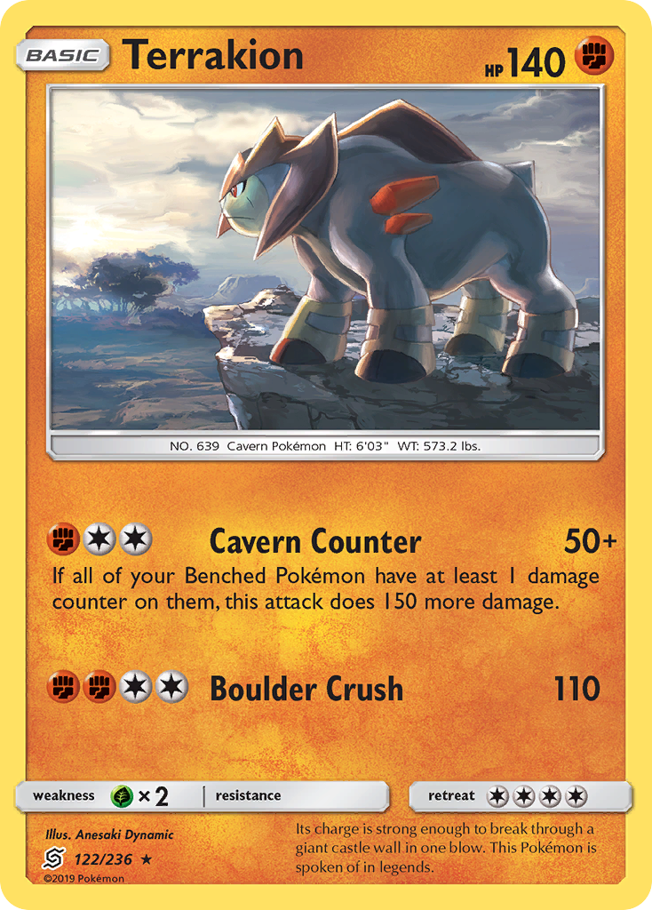 Terrakion (122/236) [Sun & Moon: Unified Minds] | Mega City Incorporated