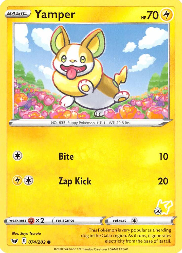 Yamper (074/202) (Pikachu Stamp #58) [Battle Academy 2022] | Mega City Incorporated