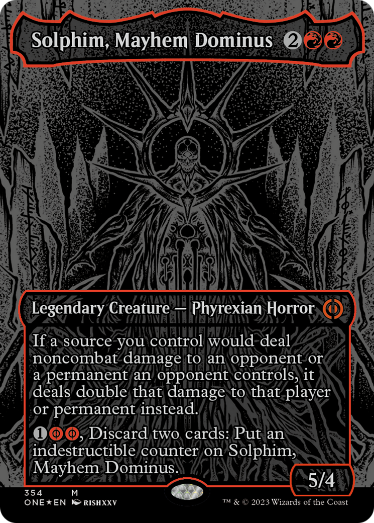 Solphim, Mayhem Dominus (Oil Slick Raised Foil) [Phyrexia: All Will Be One] | Mega City Incorporated