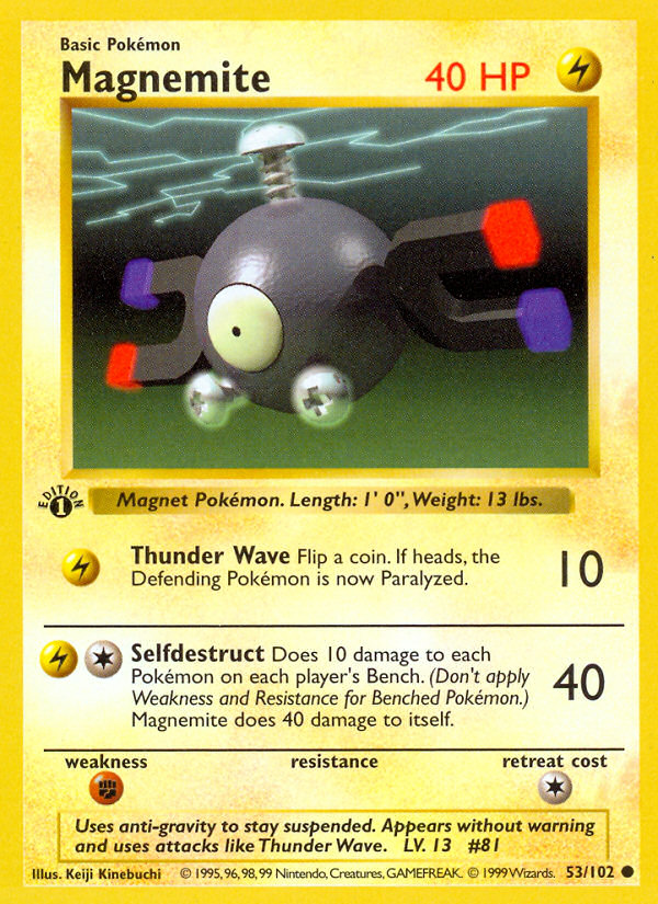 Magnemite (53/102) (Shadowless) [Base Set 1st Edition] | Mega City Incorporated