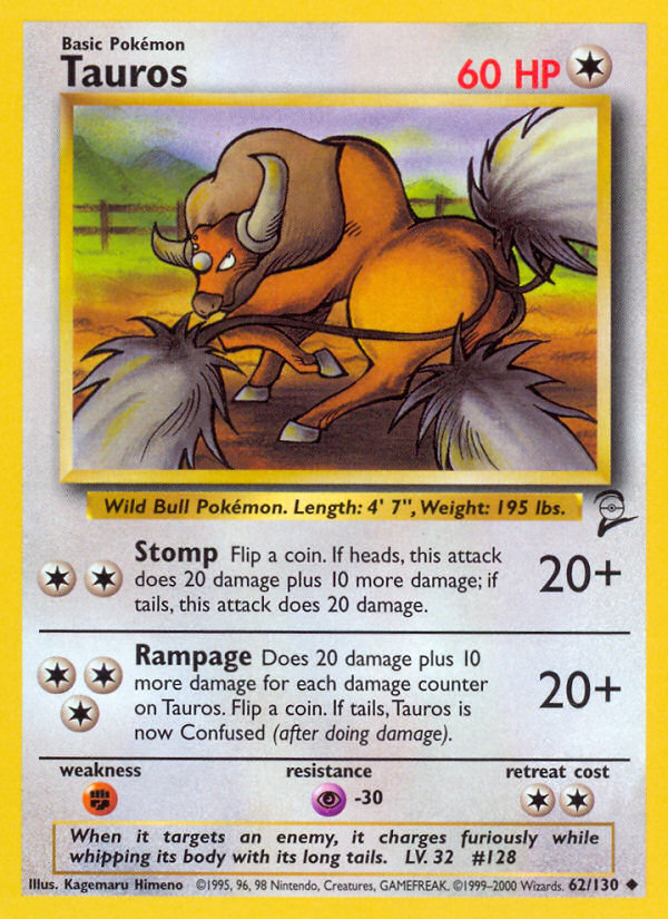 Tauros (62/130) [Base Set 2] | Mega City Incorporated