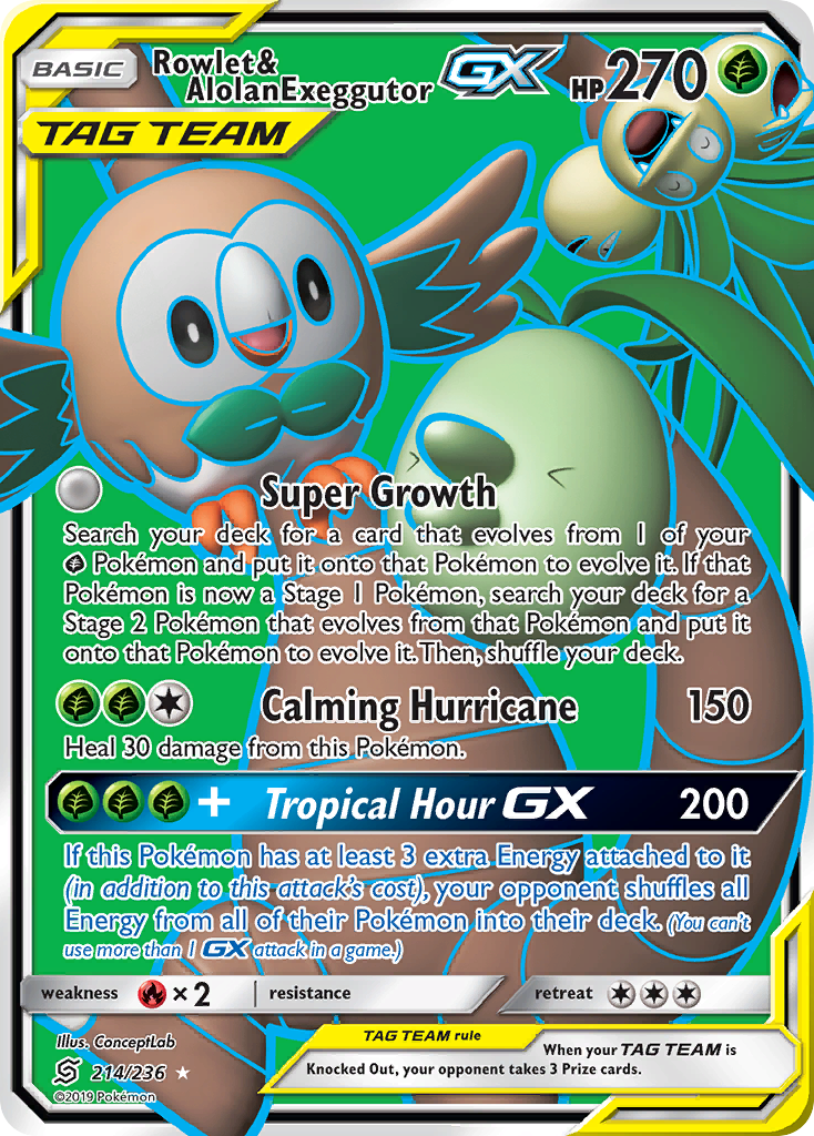 Rowlet & Alolan Exeggutor GX (214/236) [Sun & Moon: Unified Minds] | Mega City Incorporated