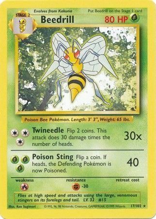 Beedrill (17/102) [Base Set Unlimited] | Mega City Incorporated