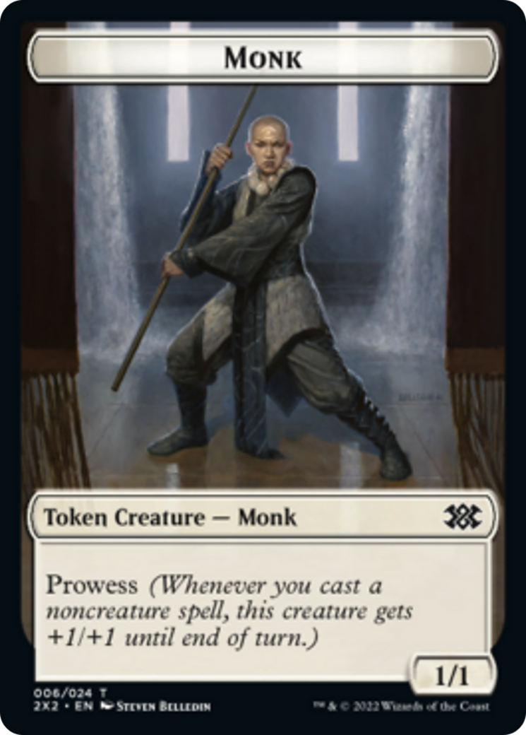 Cat Dragon // Monk Double-sided Token [Double Masters 2022 Tokens] | Mega City Incorporated