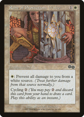 Rune of Protection: White [Urza's Saga] | Mega City Incorporated