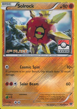 Solrock (64/146) (4th Place League Challenge Promo) [XY: Base Set] | Mega City Incorporated