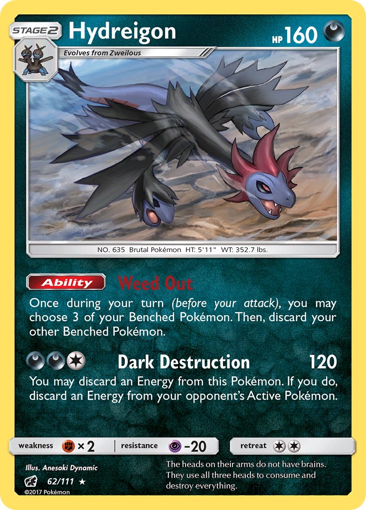 Hydreigon (62/111) (Cracked Ice Holo) (Theme Deck Exclusive) [Sun & Moon: Crimson Invasion] | Mega City Incorporated