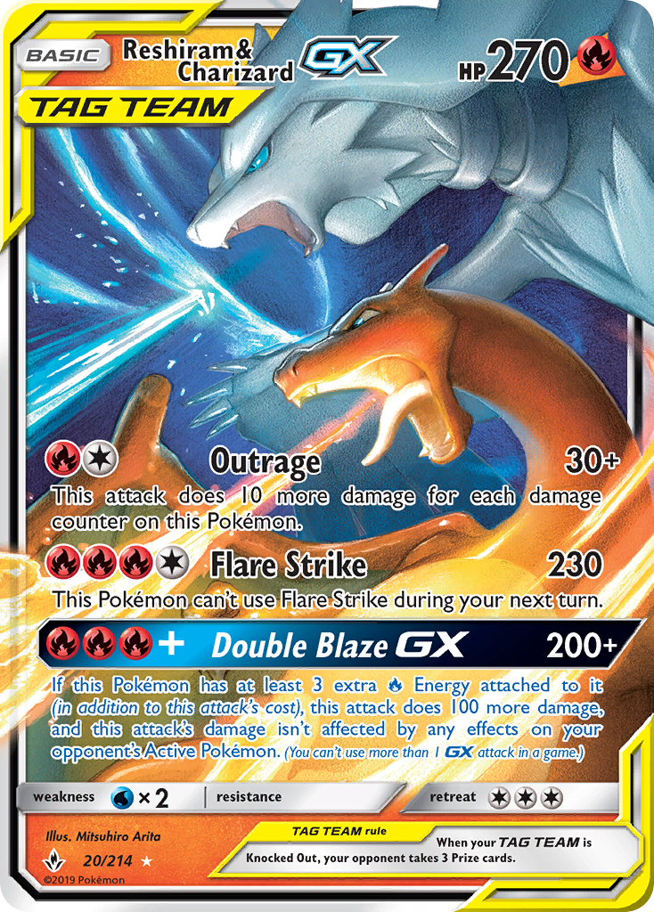 Reshiram & Charizard GX (20/214) [Sun & Moon: Unbroken Bonds] | Mega City Incorporated