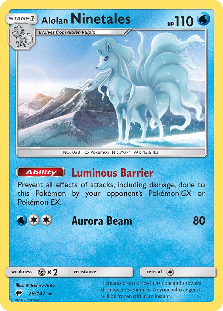 Alolan Ninetales (28/147) (Water Web Holo) (Theme Deck Exclusives) [Sun & Moon: Burning Shadows] | Mega City Incorporated