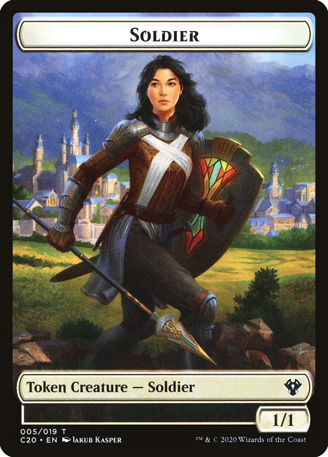 Human Soldier (005) // Drake Double-sided Token [Commander 2020 Tokens] | Mega City Incorporated