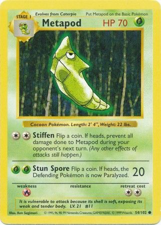 Metapod (54/102) [Base Set Shadowless Unlimited] | Mega City Incorporated