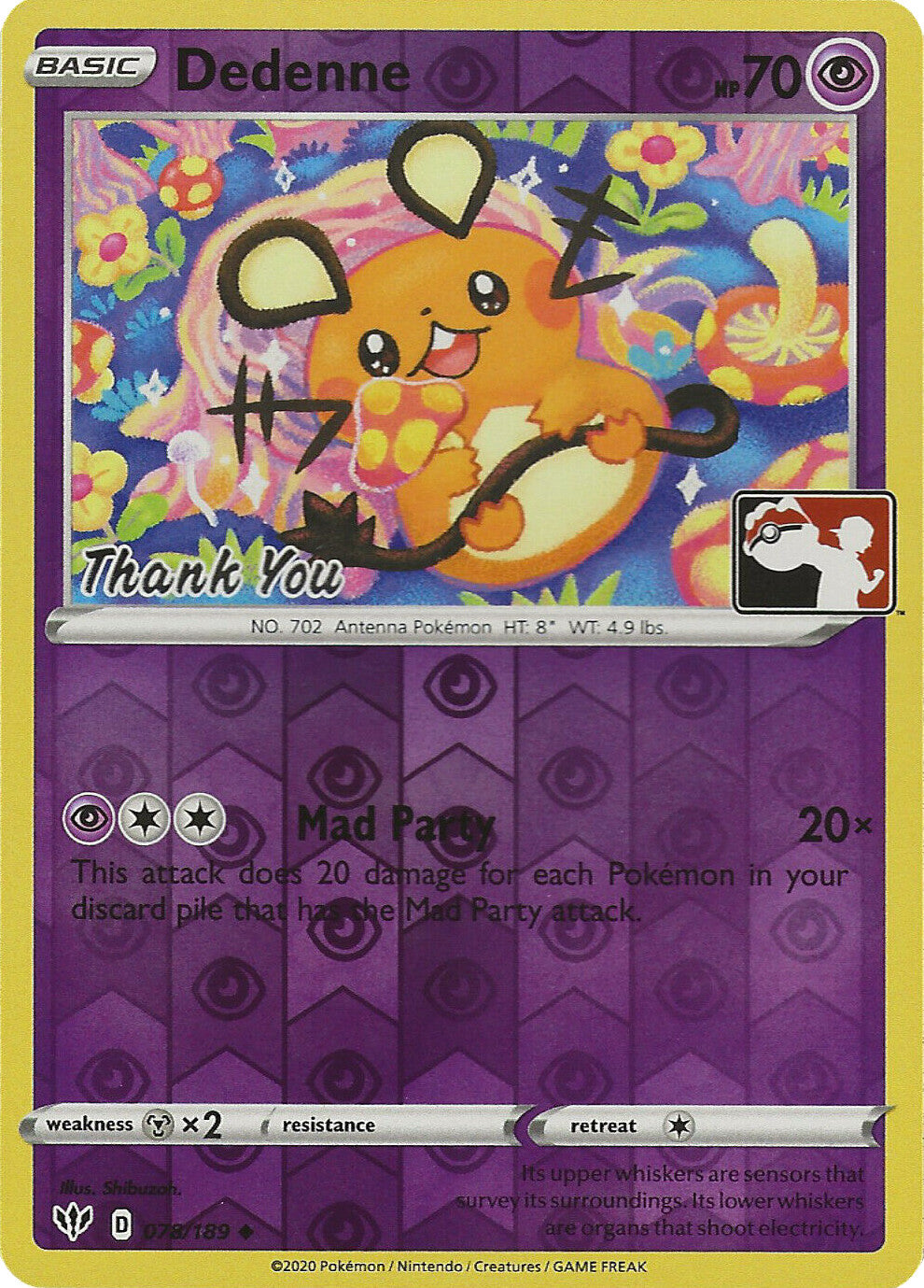 Dedenne (078/189) (Thank You Promo) [Sword & Shield: Darkness Ablaze] | Mega City Incorporated