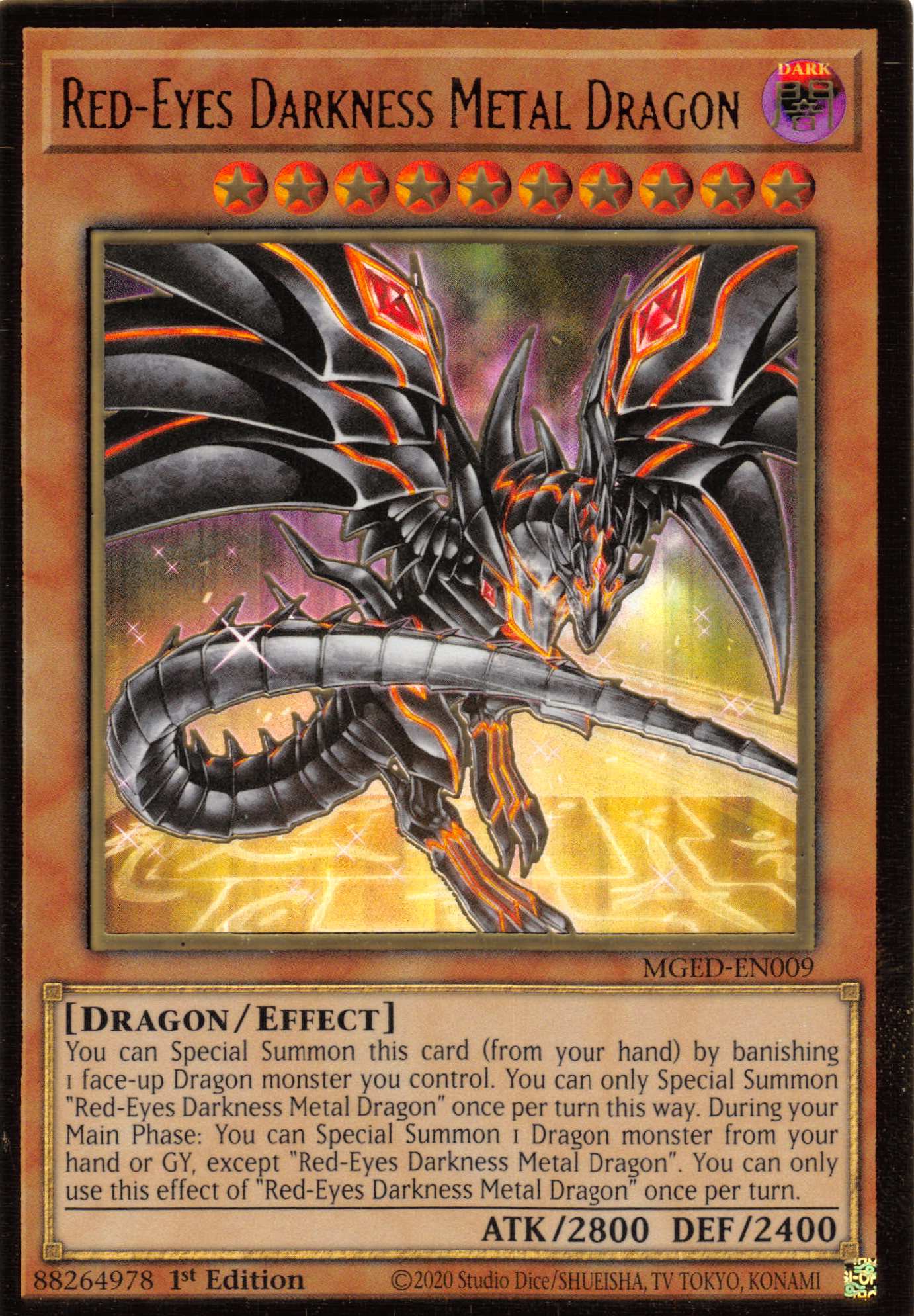 Red-Eyes Darkness Metal Dragon (Alternate Art) [MGED-EN009] Gold Rare | Mega City Incorporated