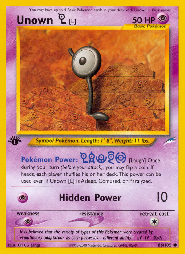 Unown [L] (86/105) [Neo Destiny 1st Edition] | Mega City Incorporated