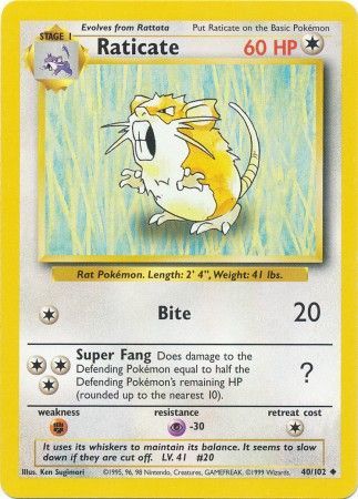 Raticate (40/102) [Base Set Unlimited] | Mega City Incorporated