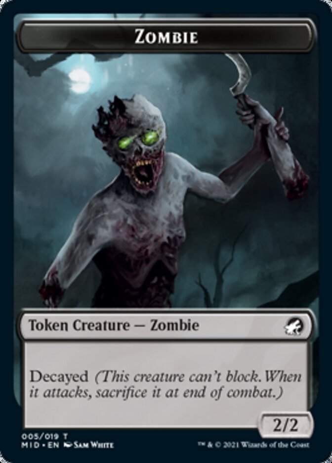 Zombie (005) // Wrenn and Seven Emblem Double-sided Token [Innistrad: Midnight Hunt Tokens] | Mega City Incorporated