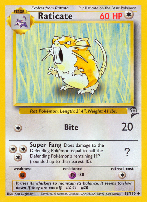 Raticate (58/130) [Base Set 2] | Mega City Incorporated