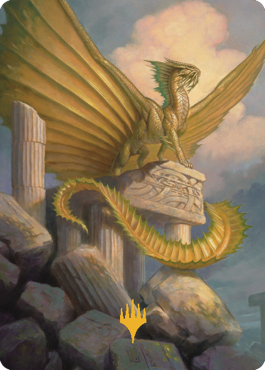 Ancient Gold Dragon Art Card (05) (Gold-Stamped Signature) [Commander Legends: Battle for Baldur's Gate Art Series] | Mega City Incorporated