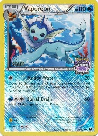 Vaporeon (25/108) (State Province Championship 2013 Promo Staff) [Black & White: Dark Explorers] | Mega City Incorporated