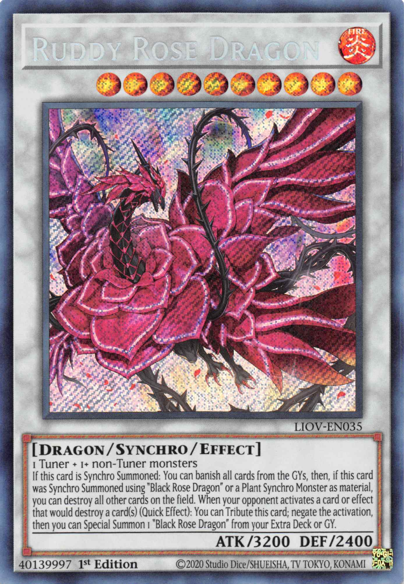 Ruddy Rose Dragon [LIOV-EN035] Secret Rare | Mega City Incorporated