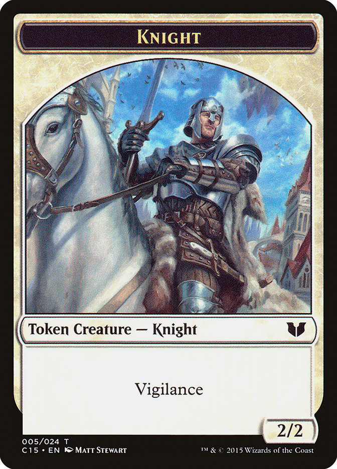 Gold // Knight (005) Double-Sided Token [Commander 2015 Tokens] | Mega City Incorporated