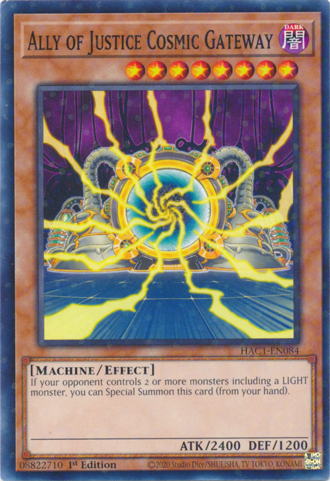 Ally of Justice Cosmic Gateway (Duel Terminal) [HAC1-EN084] Parallel Rare | Mega City Incorporated
