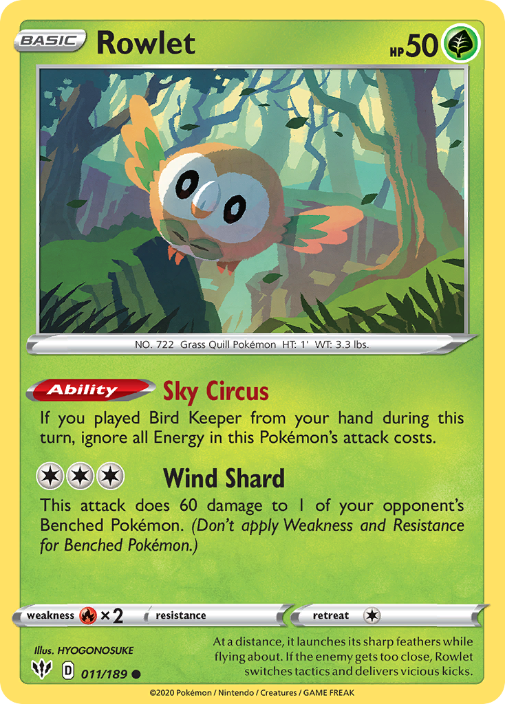 Rowlet (011/189) [Sword & Shield: Darkness Ablaze] | Mega City Incorporated