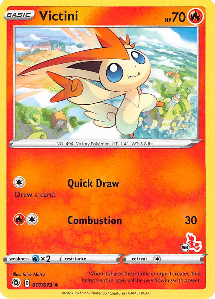 Victini (007/073) (Cinderace Stamp #53) [Battle Academy 2022] | Mega City Incorporated