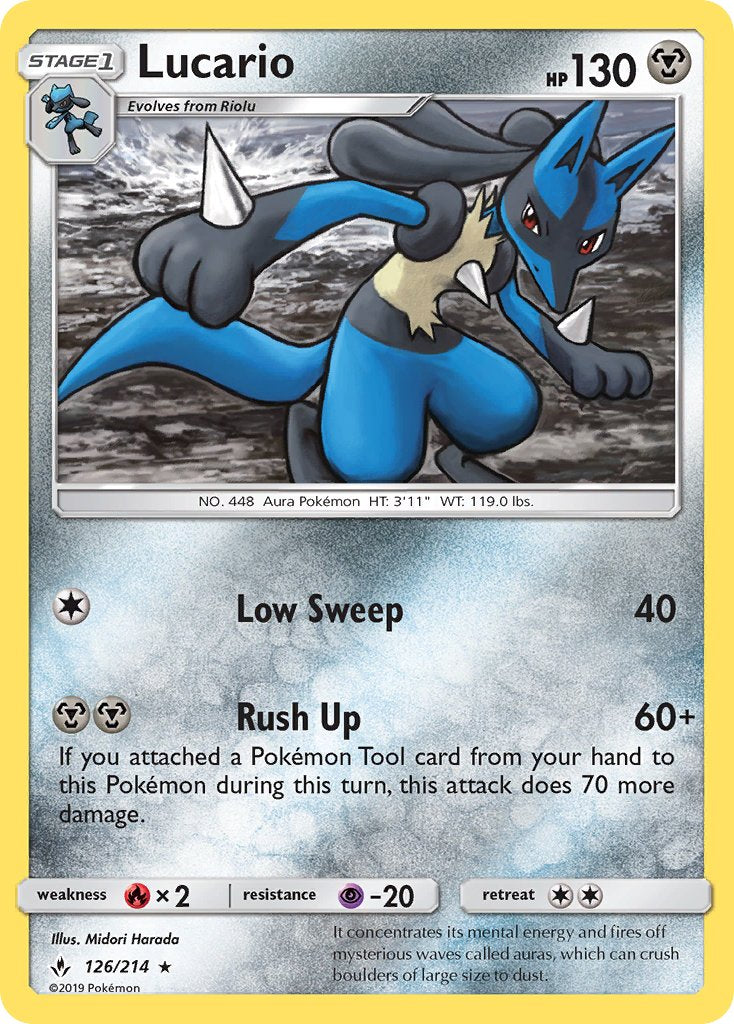 Lucario (126/214) (Theme Deck Exclusive) [Sun & Moon: Unbroken Bonds] | Mega City Incorporated