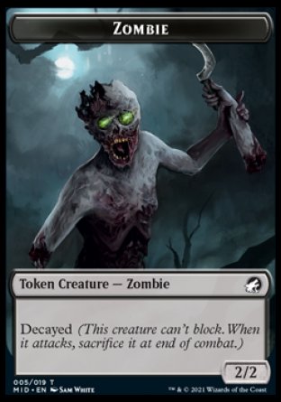 Zombie (005) // Bat Double-sided Token [Innistrad: Midnight Hunt Tokens] | Mega City Incorporated