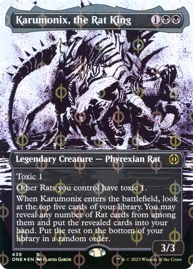 Karumonix, the Rat King (Borderless Ichor Step-and-Compleat Foil) [Phyrexia: All Will Be One] | Mega City Incorporated