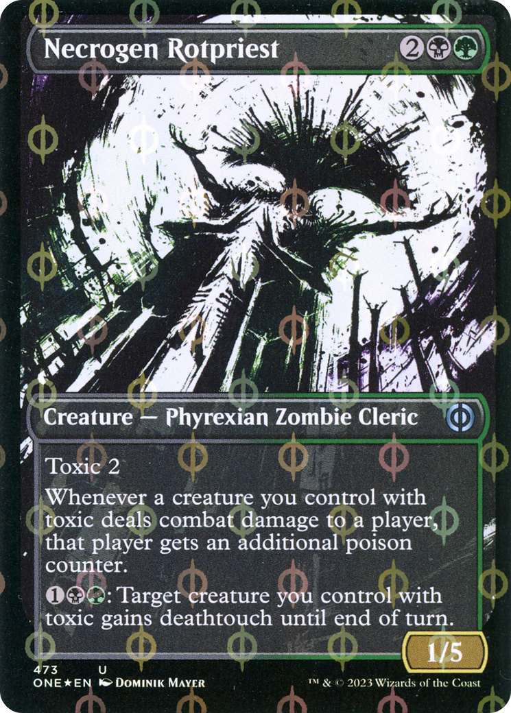 Necrogen Rotpriest (Borderless Ichor Step-and-Compleat Foil) [Phyrexia: All Will Be One] | Mega City Incorporated