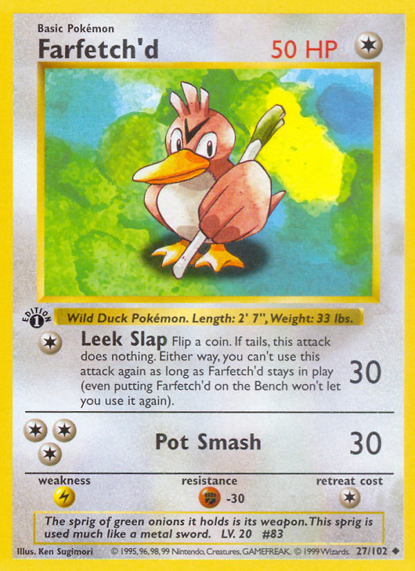 Farfetch'd (27/102) (Shadowless) [Base Set 1st Edition] | Mega City Incorporated