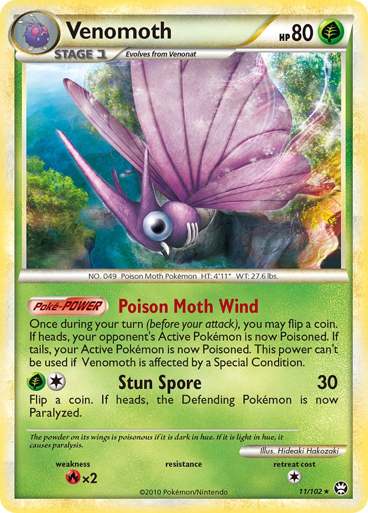 Venomoth (11/102) (Theme Deck Exclusive) [HeartGold & SoulSilver: Triumphant] | Mega City Incorporated